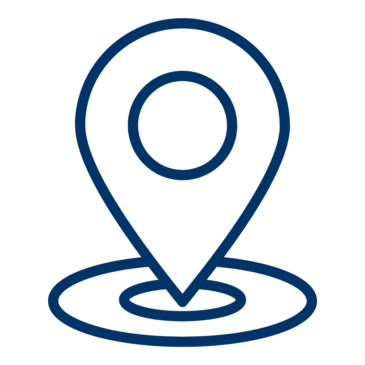 Symbol eines Standort-Pins, repräsentiert die Auswahl des Kursorts für Schwimmkurse bei AquaFit.