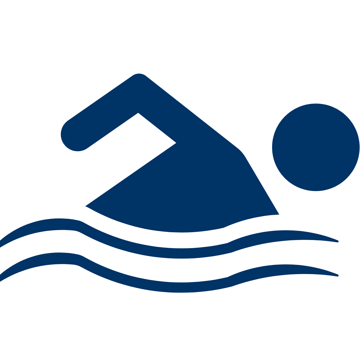 Symbol eines Schwimmers im Wasser, repräsentiert die Auswahl eines Schwimmkurses und Wochentags bei AquaFit